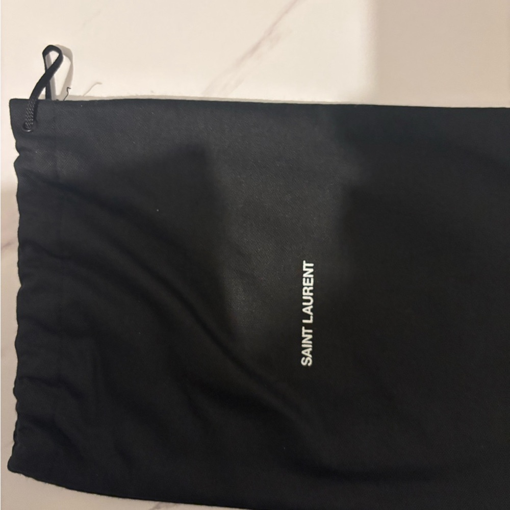 Saint Laurent Black Quilted Leather Wrist Pouch with Gold YSL Logo - Picture 6 of 7